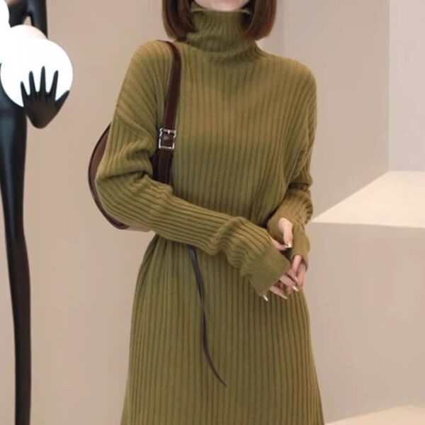 Autumn And Winter Large Size Idle Style Belt Midi Knitted Bottoming Skirt - Image 2