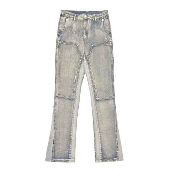 Washed Slightly White Fashion Brand American Jeans Edging Slightly Flared - Image 2