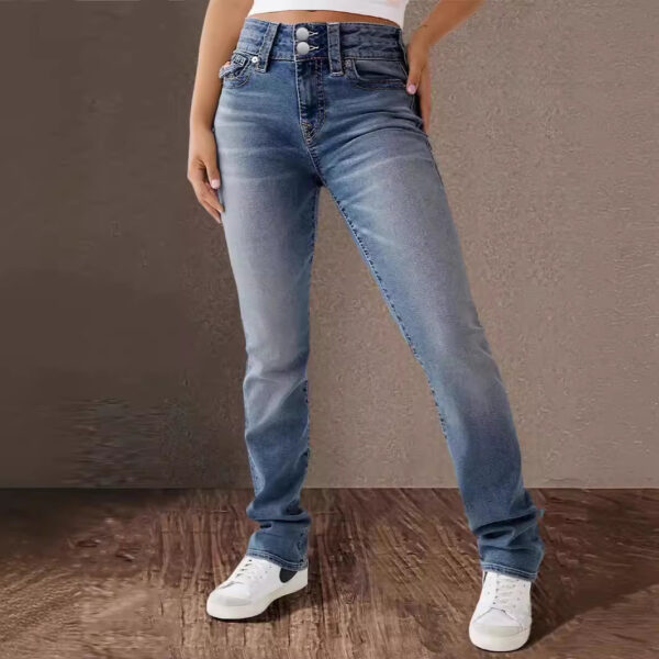 Spring And Summer New Women's Stretch Washed High Waist Jeans Casual Jeans - Image 2