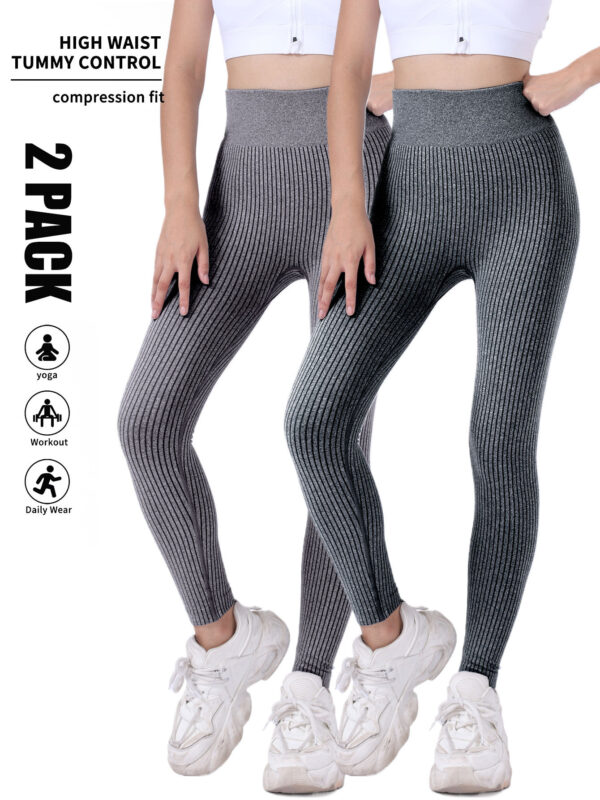 2 Pack Butt Lifting Leggings For Women Booty High Waisted Workout Yoga Pants Scrunch Butt Gym Seamless Booty Tights - Image 3