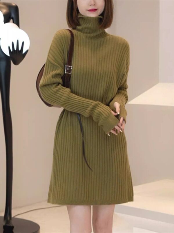 Autumn And Winter Large Size Idle Style Belt Midi Knitted Bottoming Skirt - Image 5