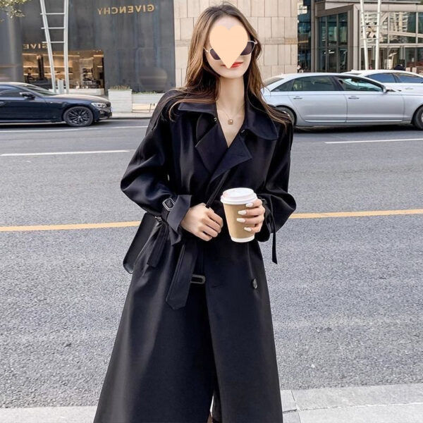 New Mid-length Small Below The Knee Slimming Loose Trench Coat Women - Image 7