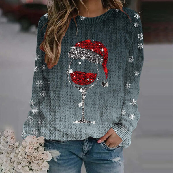 Thick Needle Digital Printing 3D Round Neck Sweater For Women - Image 5