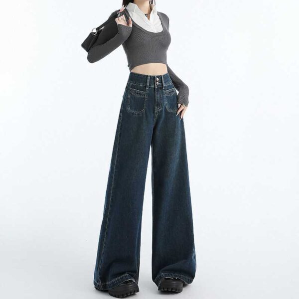 Draping Mop All-matching Straight Jeans For Women - Image 6