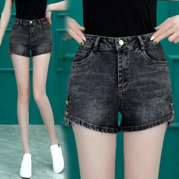 High Waist Denim Shorts Slimming Versatile Loose Word Outerwear Hot Pants Trendy - Image 4
