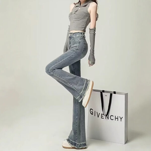 Retro Light Color Slightly Flared Jeans - Image 6