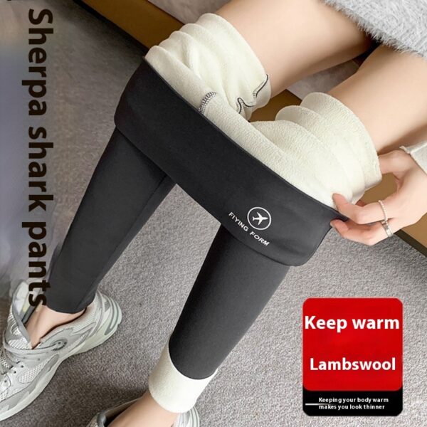 Women Autumn Winter Skinny Shark Pants Kids Casual Daily Sport Dance Thickened Trousers Winter Fashion High Waisted Sweatpants - Image 5