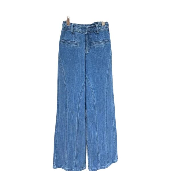 Women's Bow High Waist Jeans Wide-leg Straight Trousers - Image 6