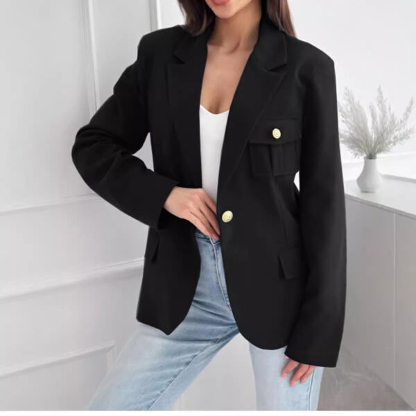 Double Breasted Solid Color Suit Small Coat For Women - Image 3