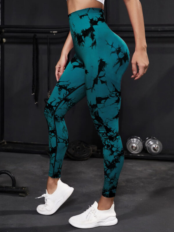 Tie Dyed High Waisted And Hip Lifting Fitness Pants - Image 4