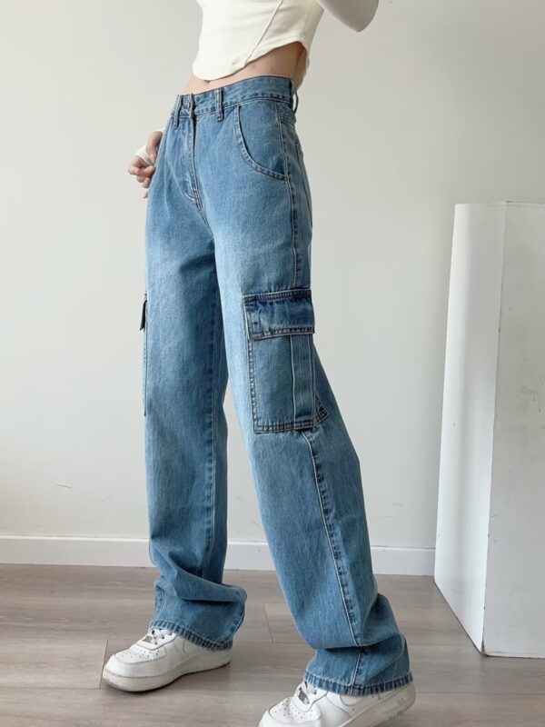 Women's Large-pocket Jeans Straight - Image 4