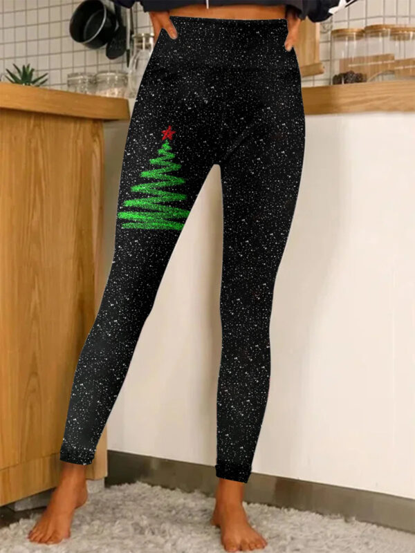 Christmas Printing Fashion Trend Women's Home Outdoor Tight Leggings - Image 7