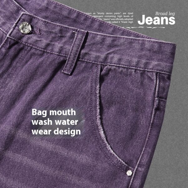 Men's Color Macaron Street Wash Wide Leg Jeans - Image 4