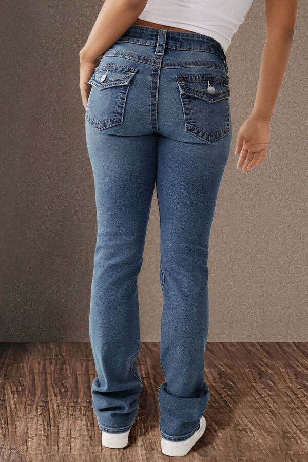 Spring And Summer New Women's Stretch Washed High Waist Jeans Casual Jeans - Image 5