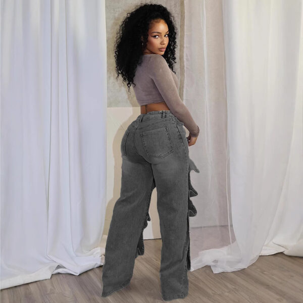 Women's Button High Waist Straight Jeans - Image 2