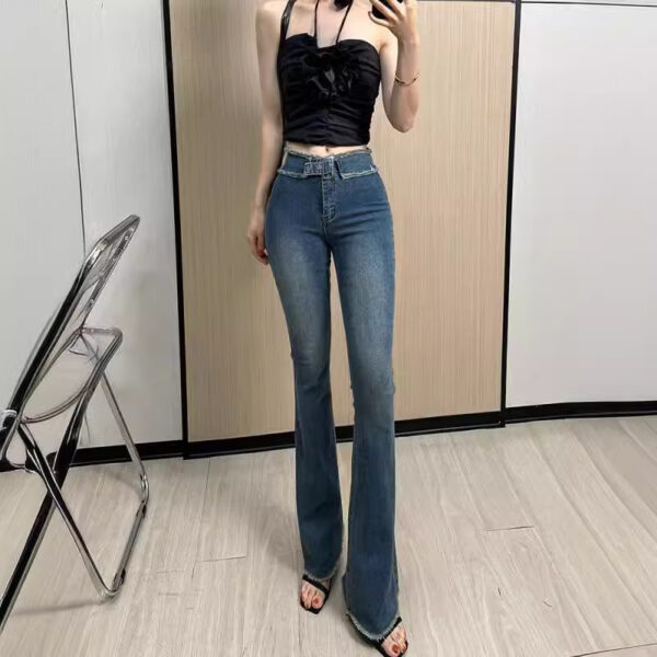 Hot Girl Skinny Jeans Women's Summer Thin Hong Kong Style Retro - Image 6