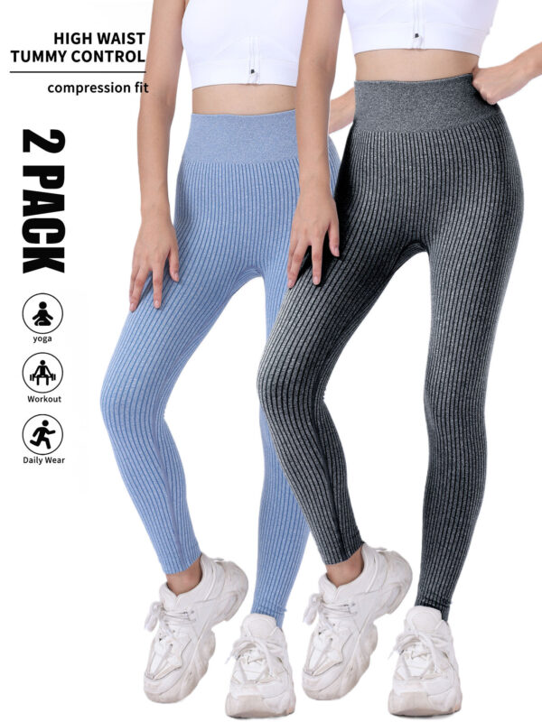 2 Pack Butt Lifting Leggings For Women Booty High Waisted Workout Yoga Pants Scrunch Butt Gym Seamless Booty Tights - Image 2