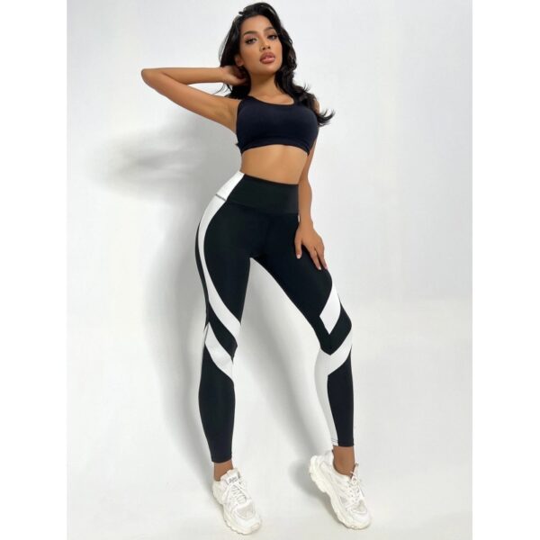 Women's Minimalist And Versatile Patchwork High Waisted Yoga Pants - Image 8
