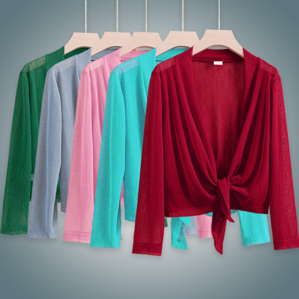 Lace-up Two-way Cardigan Temperament Stretch Coat - Image 7
