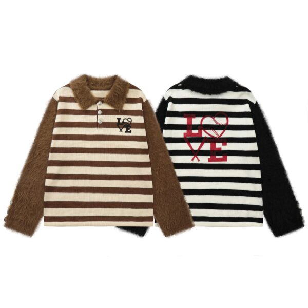 American Retro Patchwork Embroidered Lapel Sweater - Image 3