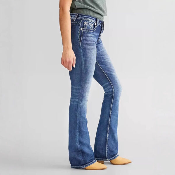 Women's Embroidery Denim Bootcut Trousers Fashion - Image 4