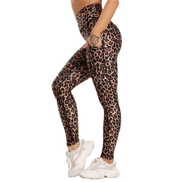 Pocket Printed Hip Raise Yoga Pants - Image 4