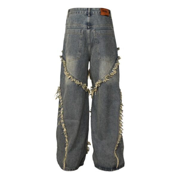 Wash Distressed Stitching Jeans With Whiskers Same Style For Men And Women - Image 3