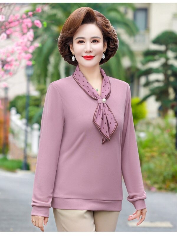 Middle-aged And Elderly Women's Clothing Spring And Autumn Top Fashion Bottoming Shirt - Image 5