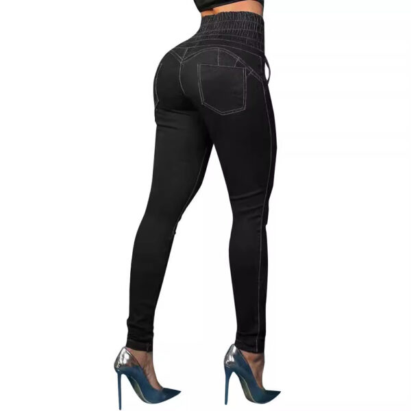Tied Slim Fit Skinny Jeans Women's High Waist Hip Lift Trousers - Image 2
