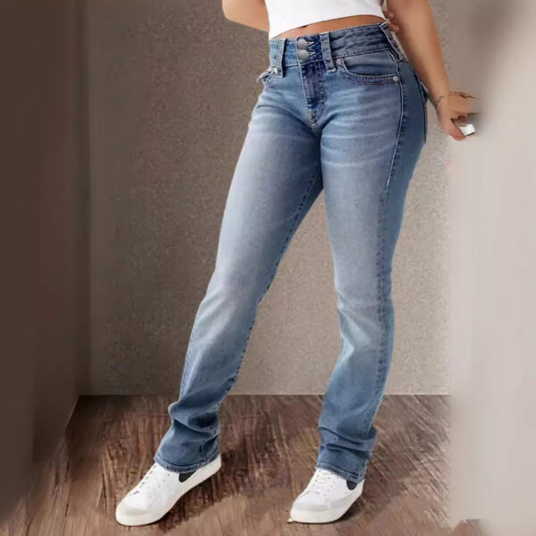 Spring And Summer New Women's Stretch Washed High Waist Jeans Casual Jeans - Image 4