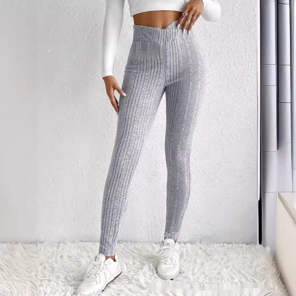 Slim-fit Bottoming Solid Color Trousers - Image 3
