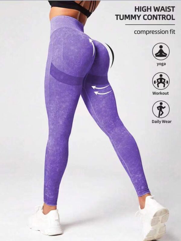 Matte Washed Seamless Yoga High Waist Hip Lift Fitness Pants - Image 6