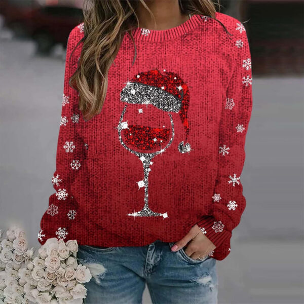 Thick Needle Digital Printing 3D Round Neck Sweater For Women - Image 3