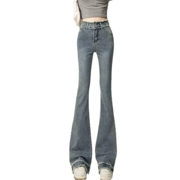 Retro Light Color Slightly Flared Jeans - Image 5