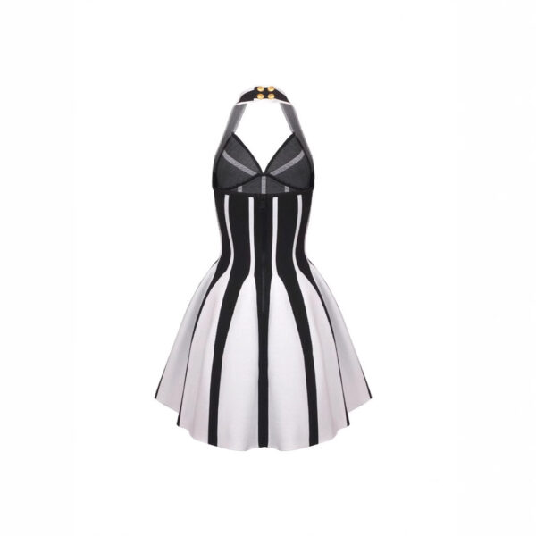 Women's Fashion Black And White Stripes Dress - Image 5
