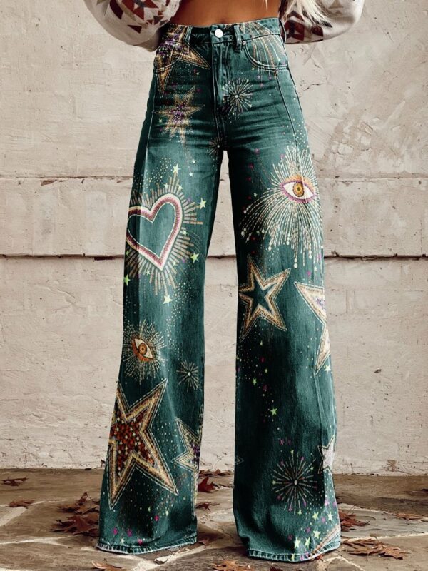 Thin Anti-3D Trendy Bell-bottom Pants Women's Denim Wide-leg Pants