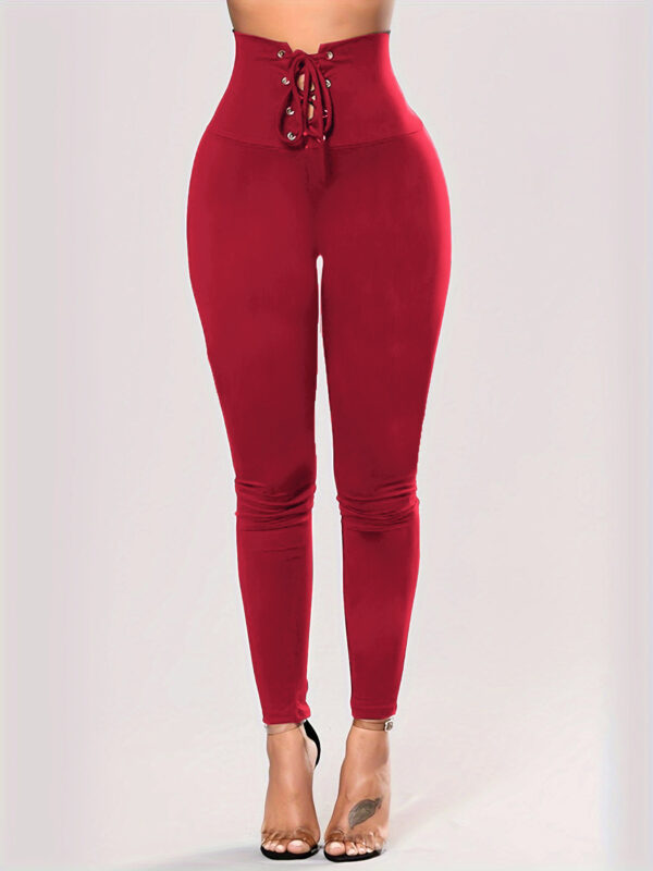 High Waist Lace-up Belly Contracting And Close-fitting Leggings - Image 3