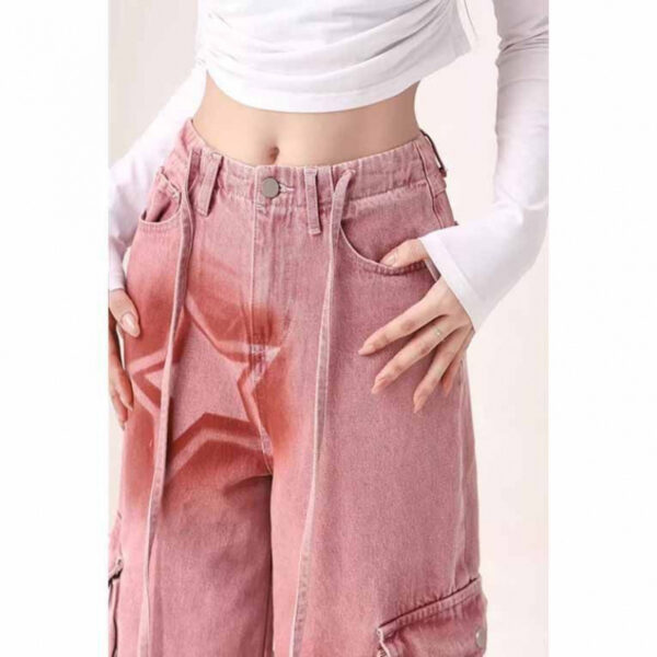 Cargo Jeans Women's Plus Size XINGX Printed Wide-leg Trousers - Image 6