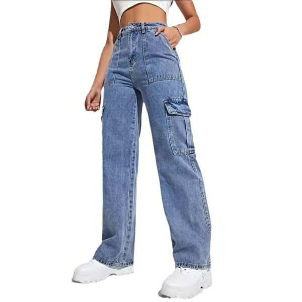 Cargo Jeans Women's Spring And Autumn Multi-pocket Wide-leg Casual Pants - Image 3