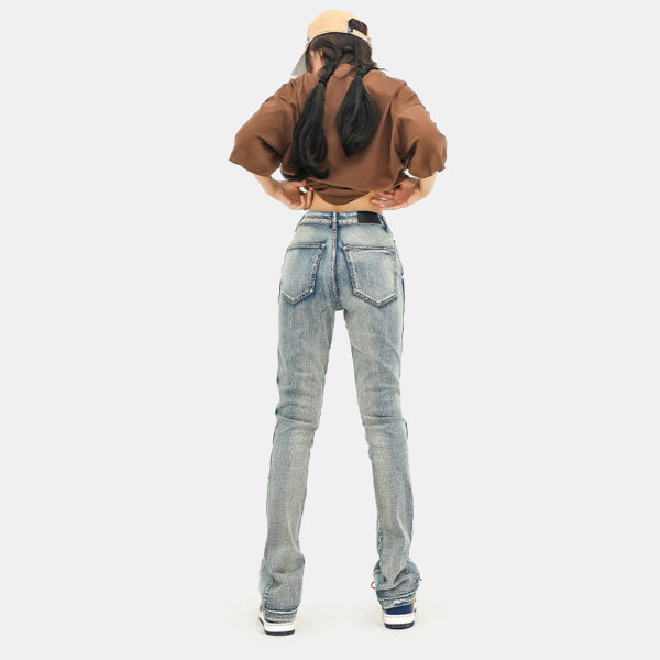 Washed Slightly White Fashion Brand American Jeans Edging Slightly Flared - Image 4
