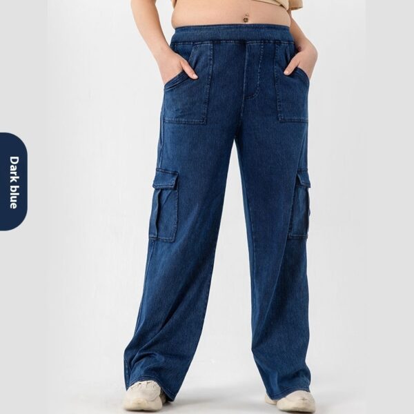 High Waist Stretch Double Pocket Sports Casual Pants - Image 3