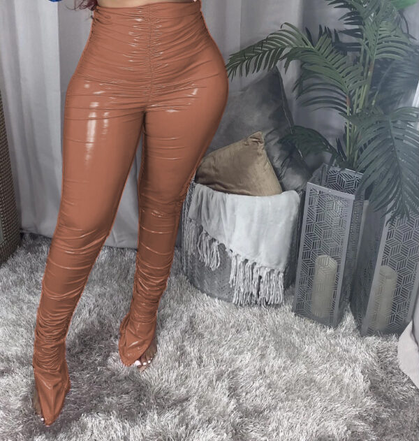 Crimp Pile Slit Velvet Padded Casual Pants - Image 8