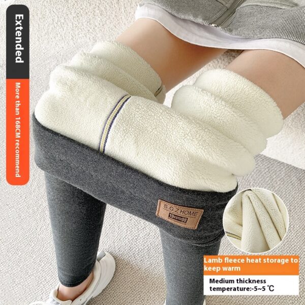 Women's Winter Fleece-lined Extra Thick Lambswool Cotton Leggings - Image 5