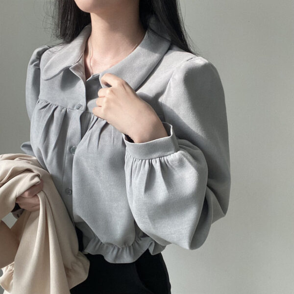 Fashion French Short Puff Sleeve Shirt Women - Image 5