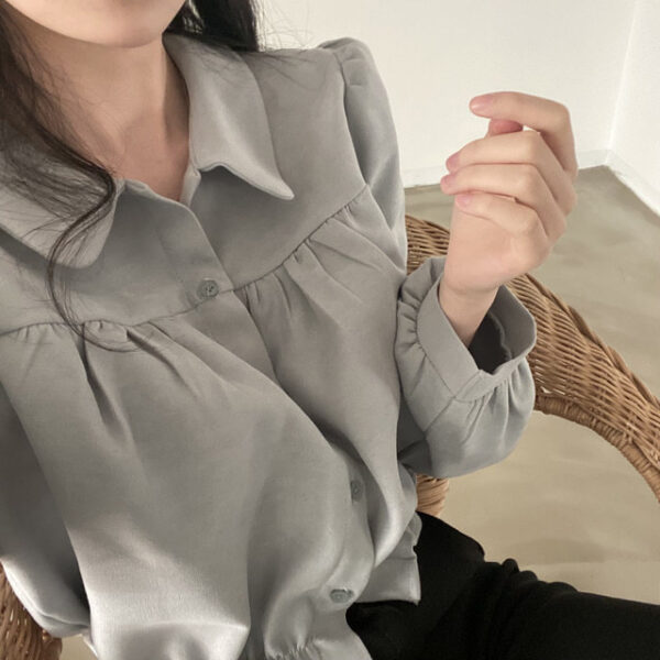 Fashion French Short Puff Sleeve Shirt Women - Image 4