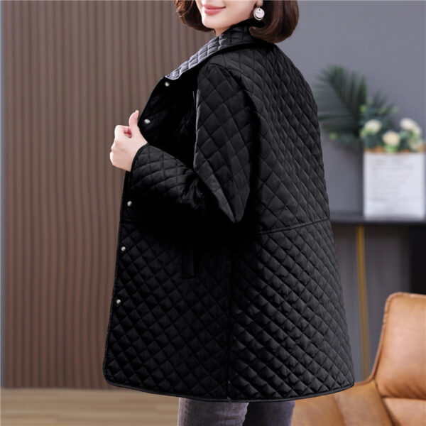 Women's Mid-length Plus Size Diamond Plaid Cotton-padded Jacket - Image 3