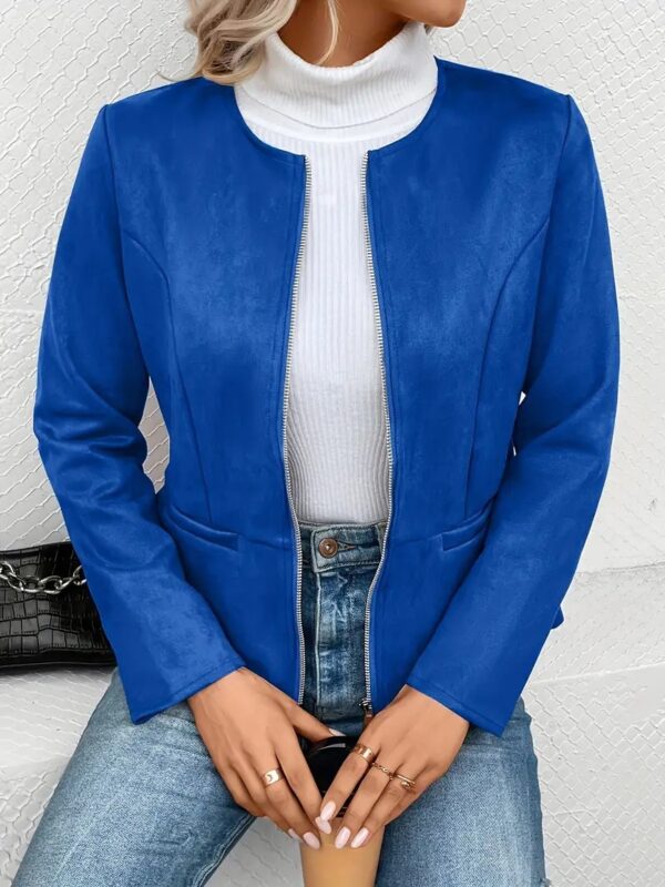 FallWinter Slim Slimming Temperament Commute Zip Long Sleeve Coat - Image 6