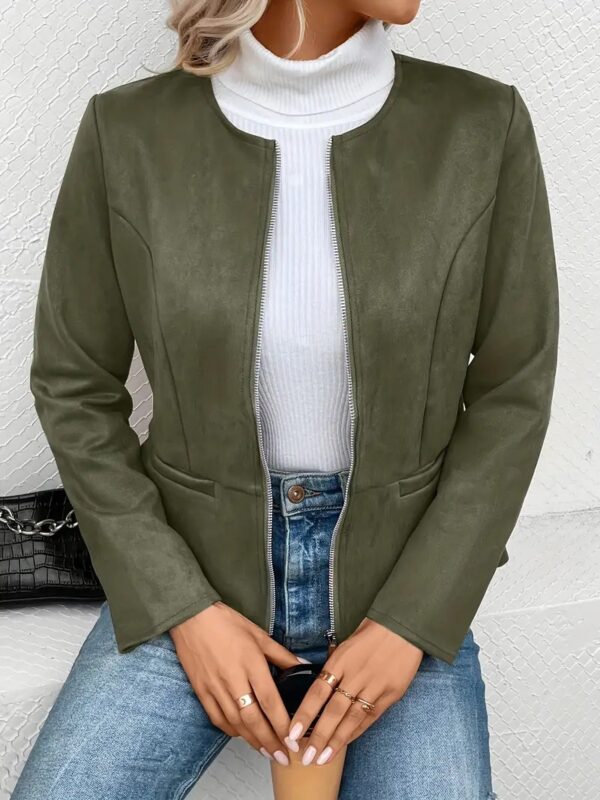 FallWinter Slim Slimming Temperament Commute Zip Long Sleeve Coat - Image 2