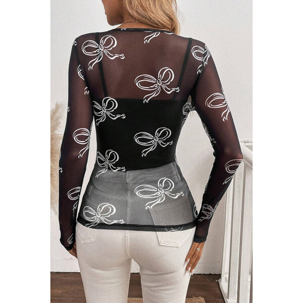 European And American Sexy Slim Fit Mesh See-through Long Sleeve - Image 3