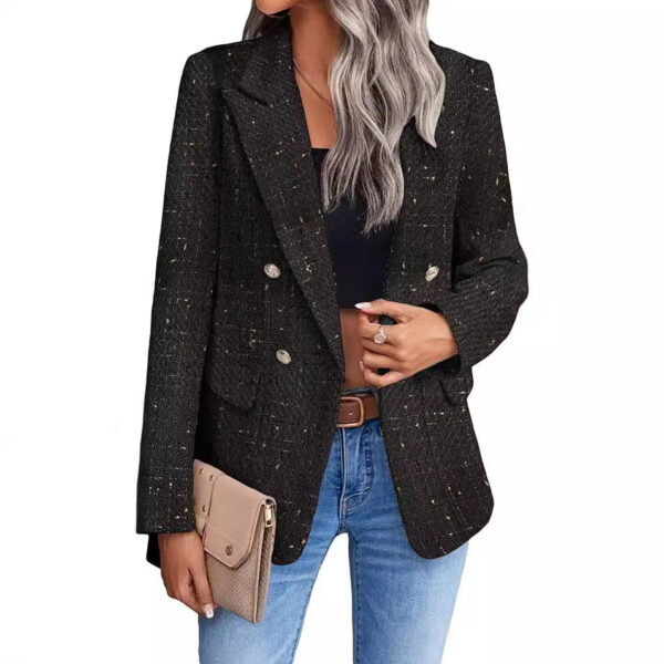 Women's Polyester Tweed Blazer With Fashion Casual Top Pockets - Image 2